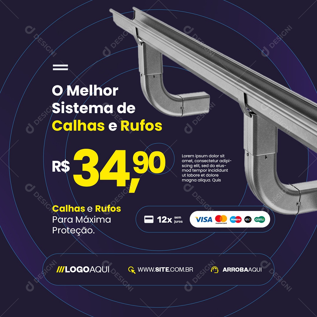 Materiais de Construção O Melhor Sistema de Calhas e Rufos Social Media PSD Editável