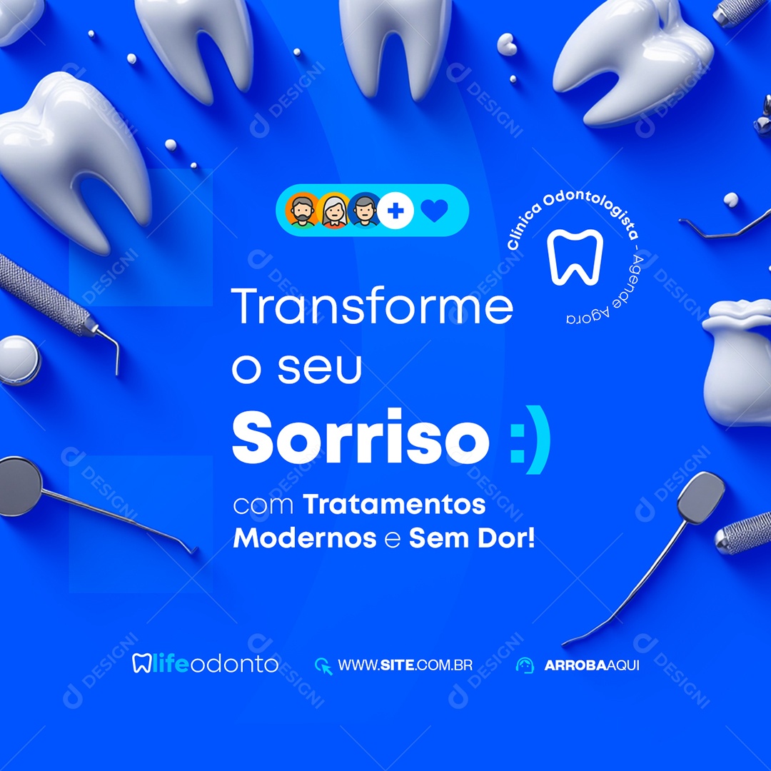 Odonto Transforme o Seu Sorriso Social Media PSD Editável