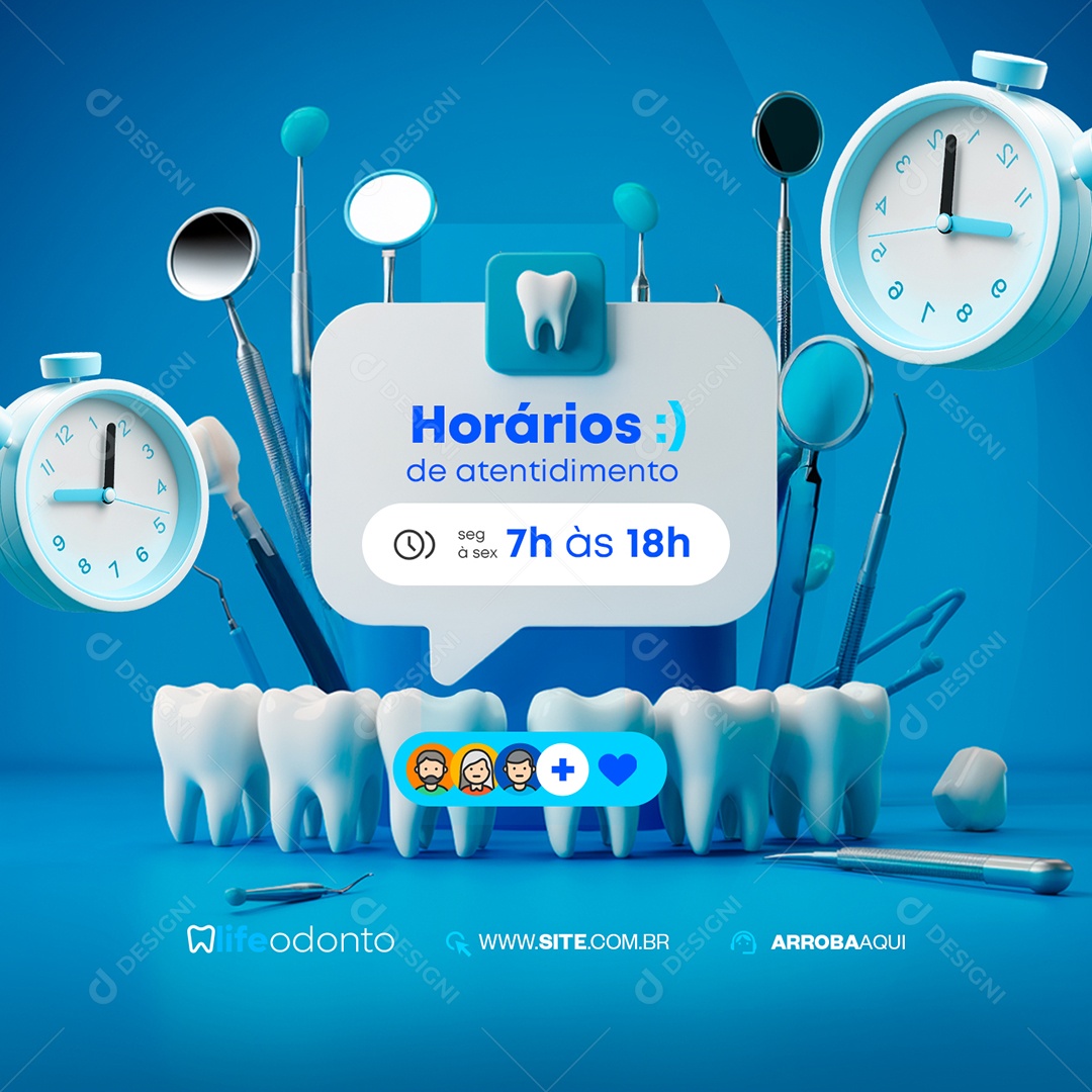 Odonto Social Care Hours Media PSD Editable