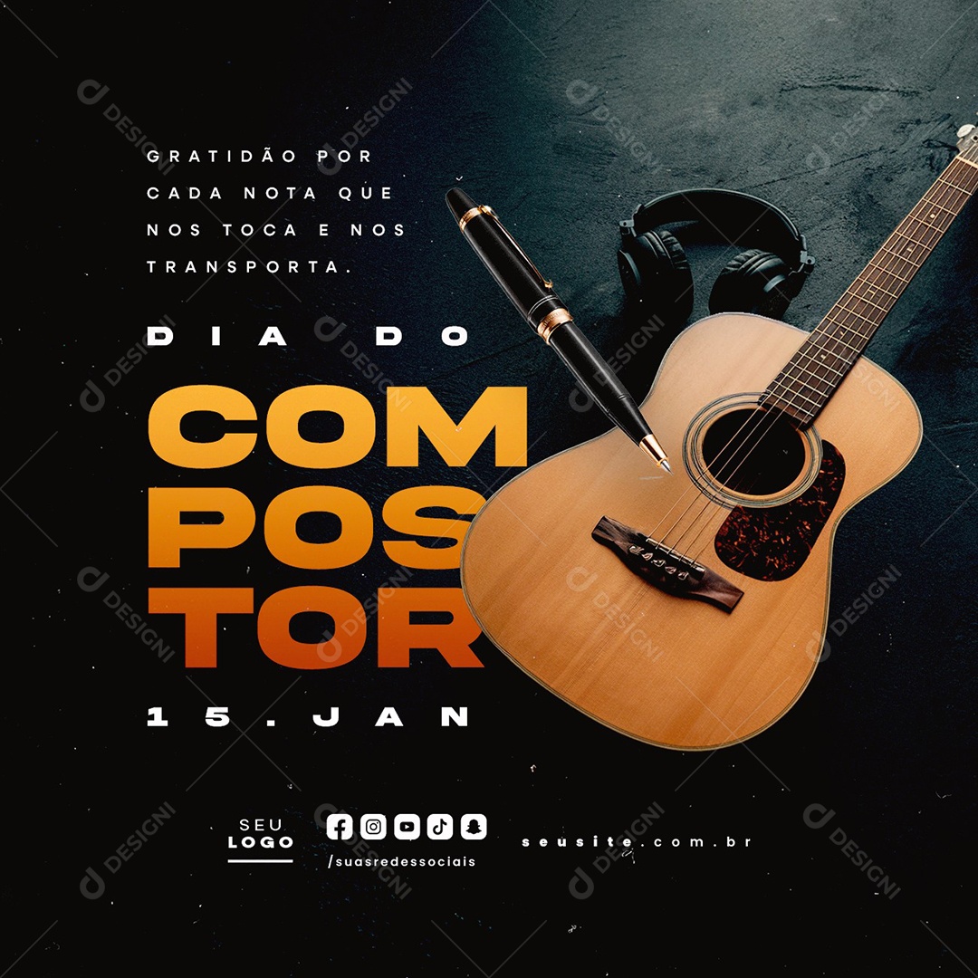 Day of the Composer January 15 Social Media PSD Editable