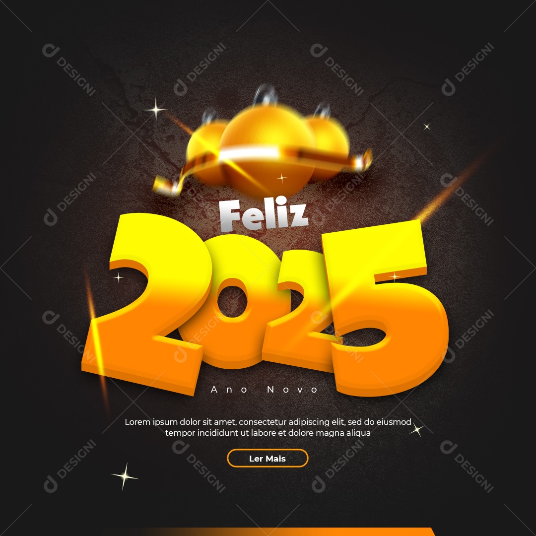 Feliz Ano Novo 01 de Janeiro Social Media PSD Editável