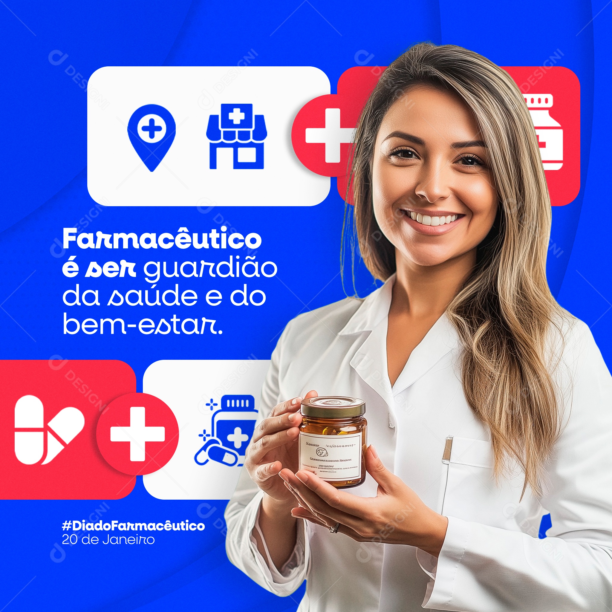 Farmaceutical Day January 20 Congratulations Social Media PSD Editable