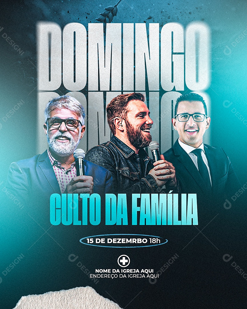 Flyer Gospel Culto Da Família Social Media PSD Editável