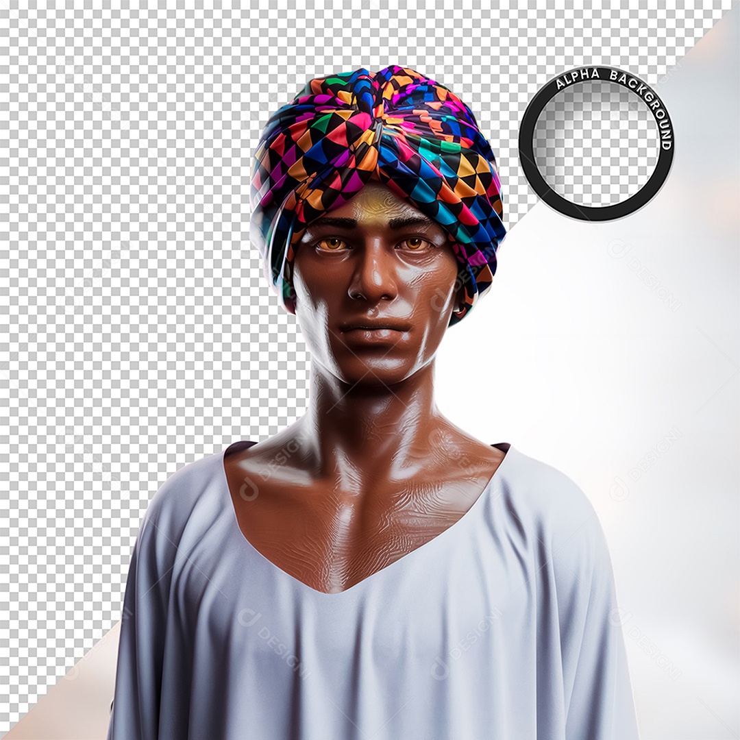 Personagem 3D Homen Negro Afro para Composição PSD