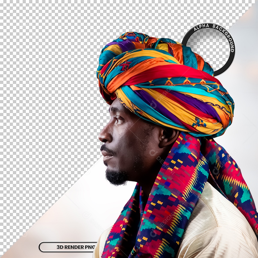 Personagem 3D Homen Negro Afro para Composição PSD