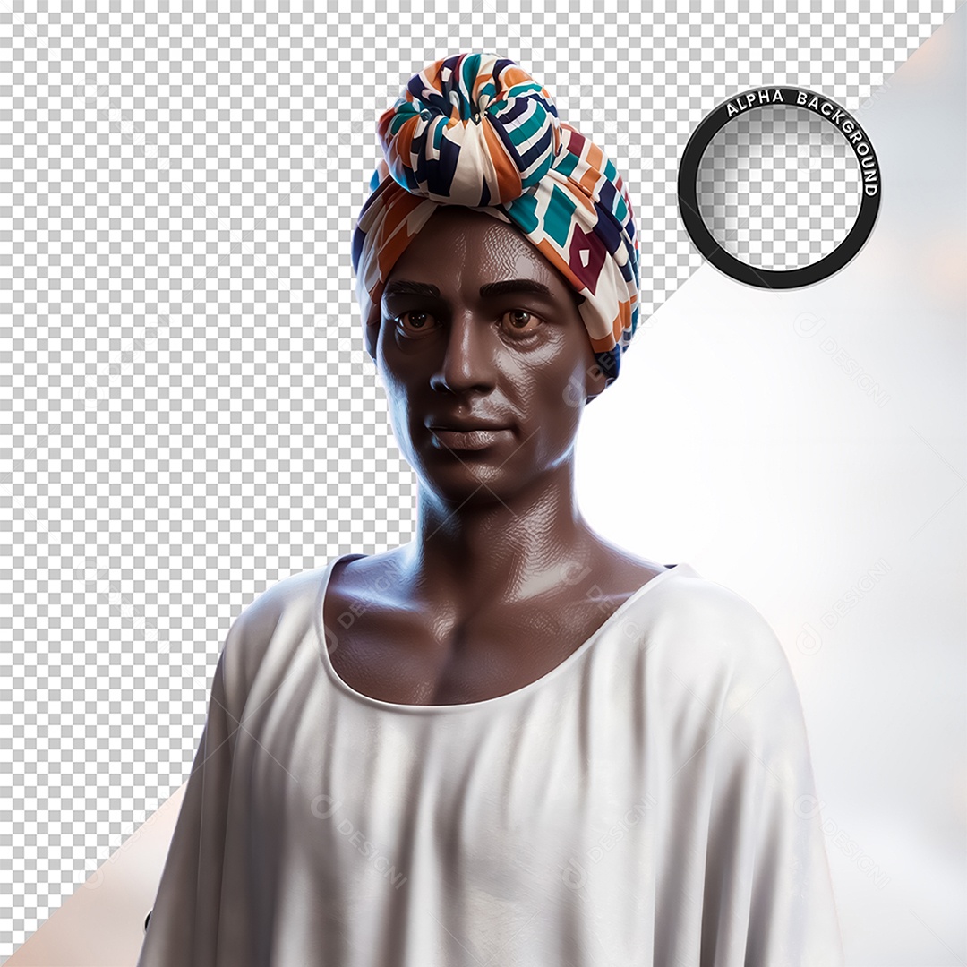 Personagem 3D Homen Negro Afro para Composição PSD