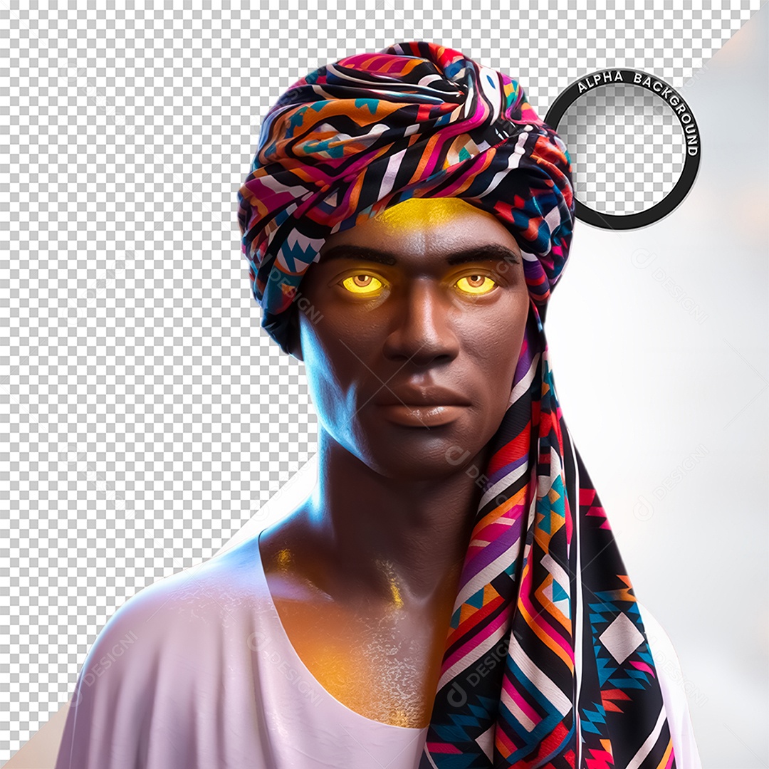 Personagem 3D Homen Negro Afro para Composição PSD