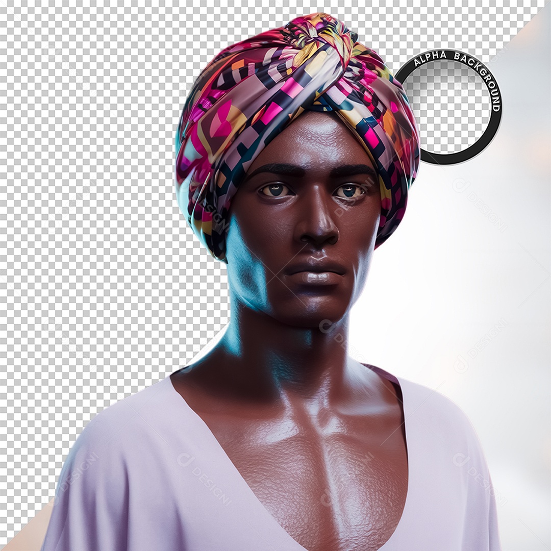 Character 3D Homen Negro Afro for PSD Composition