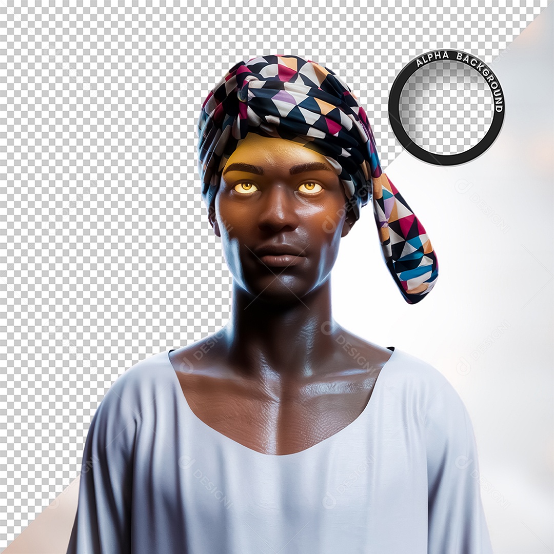 Character 3D Homen Negro Afro for PSD Composition