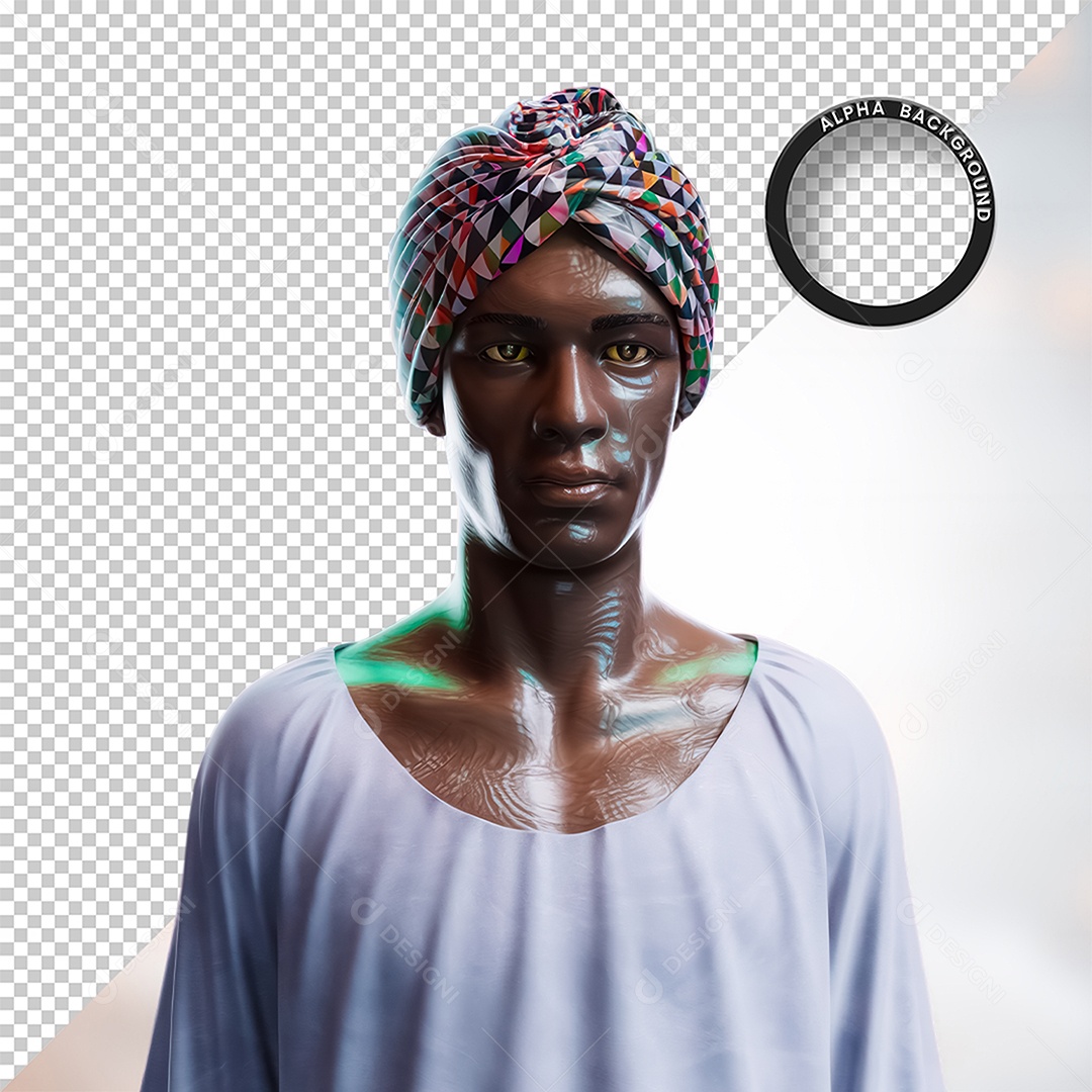 Personagem 3D Homen Negro Afro para Composição PSD