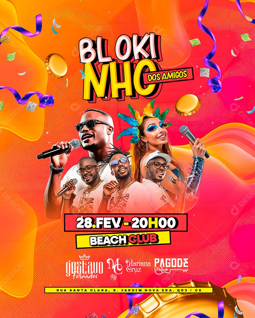 Flyer Carnival Blokinho From Friends Social Media PSD Editable