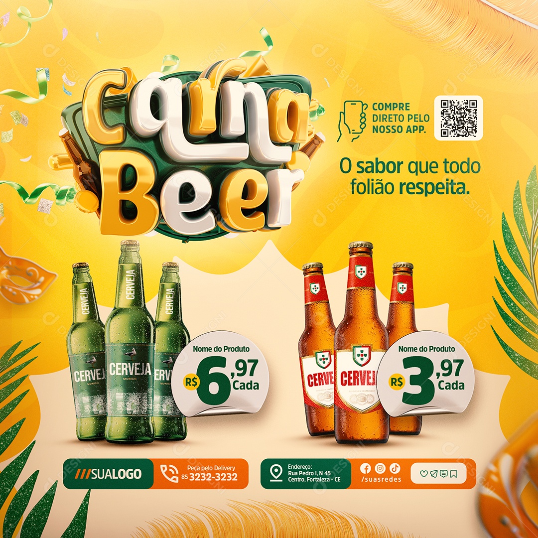 Cervejaria Carna Beer O Sabor Que Todo Folião Respeita Social Media PSD Editável