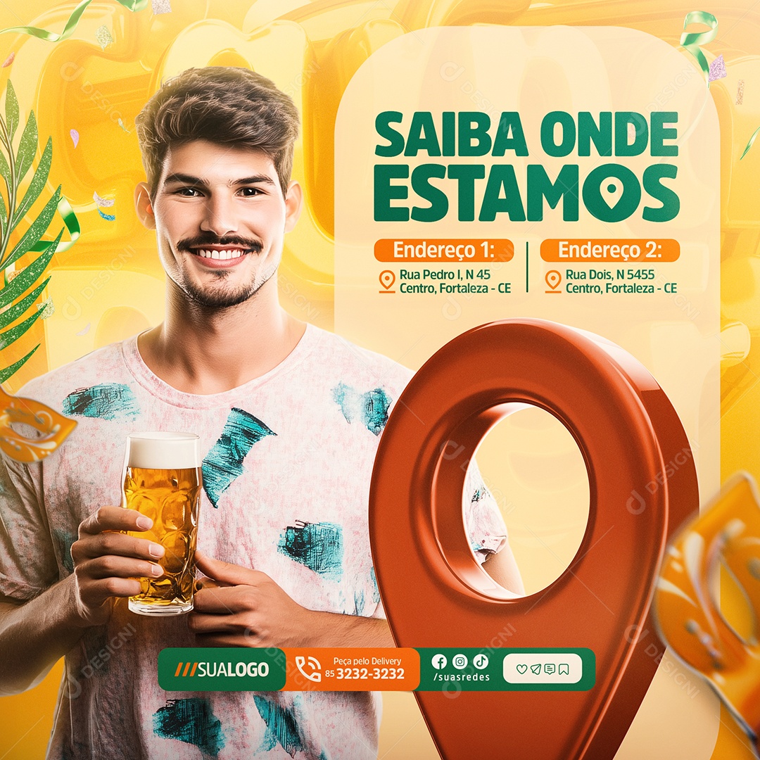 Cervejaria Carna Beer Saiba Onde Estamos Social Media PSD Editável