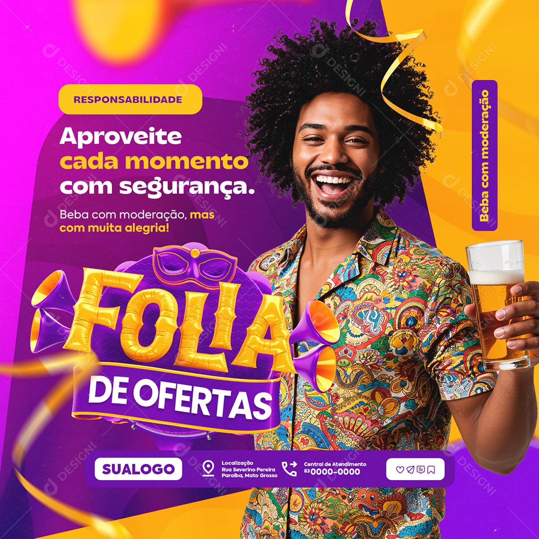 Folia De Ofertas Cervejaria Aproveite Cada Momento Social Media PSD Editável