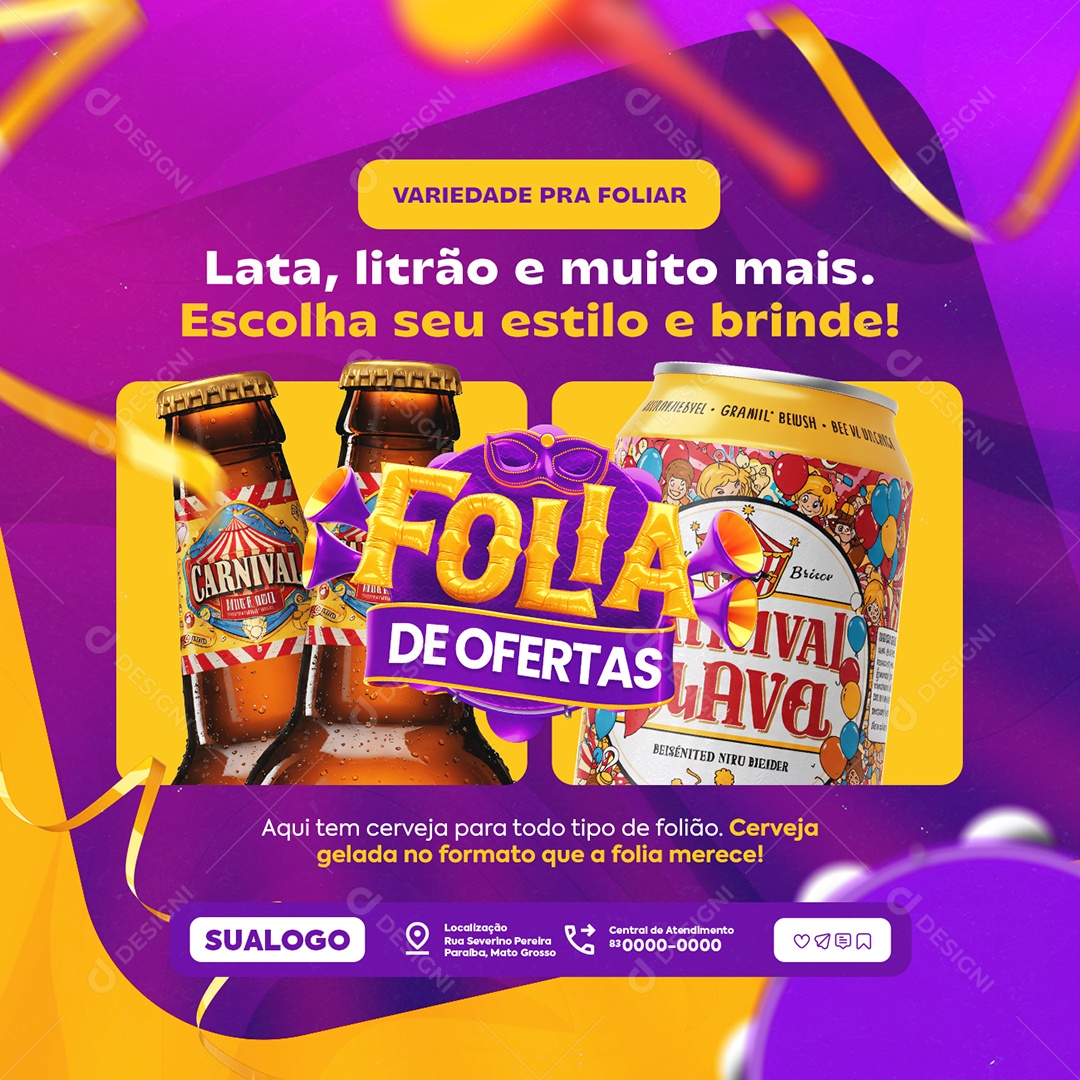 Folia De Ofertas Cervejaria Lata Litrão e Muito Mais Social Media PSD Editável