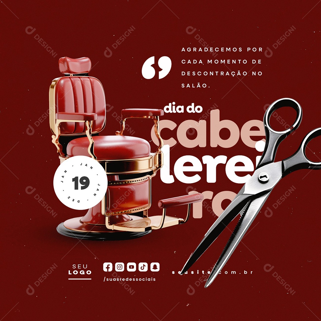 Day of Hairdresser 19 January Social Media PSD Editable