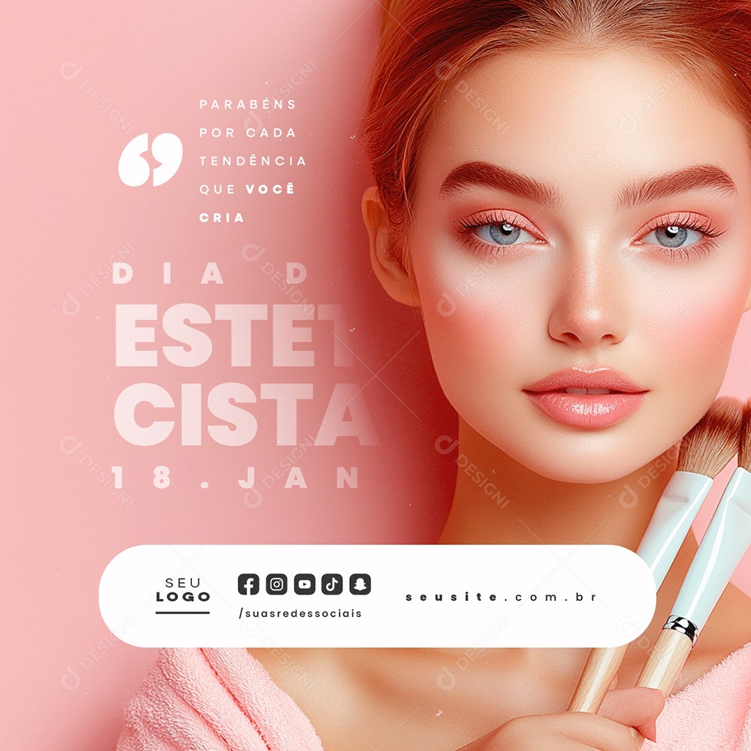 Esteticista Day January 18 Social Media PSD Editable