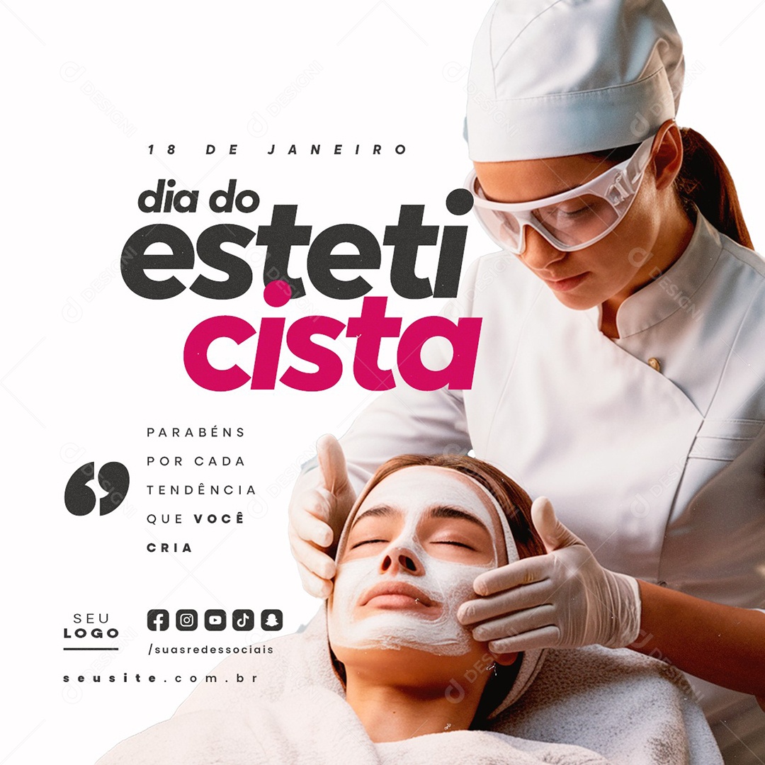 Esteticista Day January 18 Congratulations Social Media PSD Editable