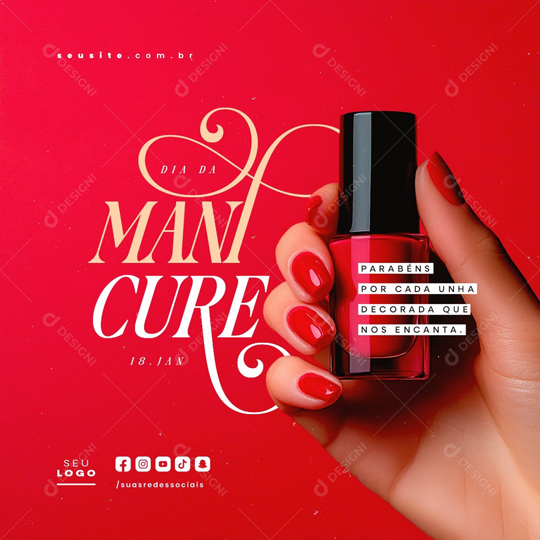 Manicure Day January 18 Congratulations Social Media PSD Editable