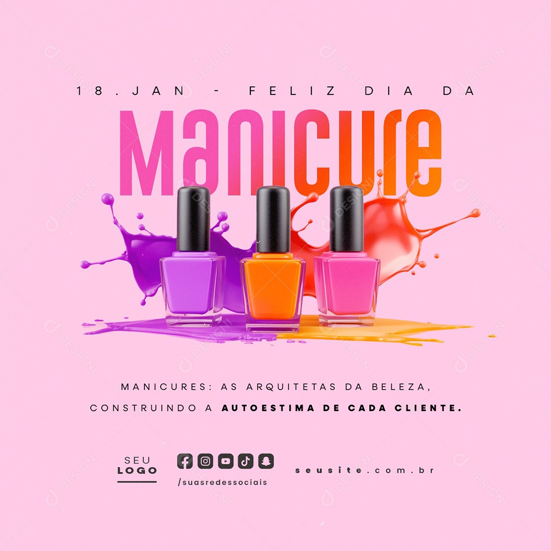 Happy Manicure Day January 18 Social Media PSD Editable