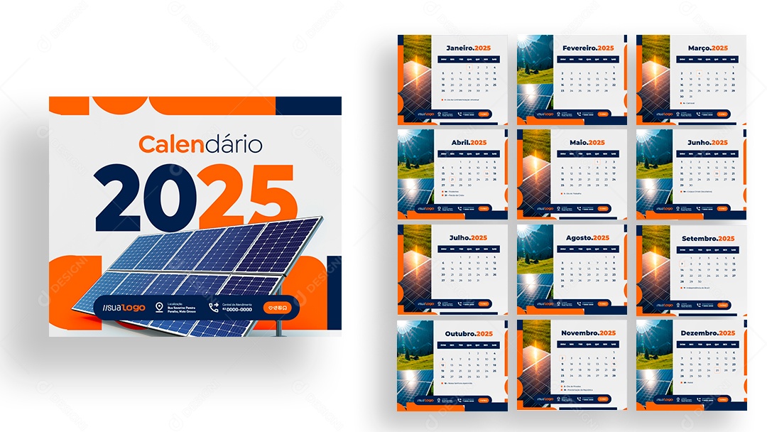 Table Calendar Solar Energy PSD Editable