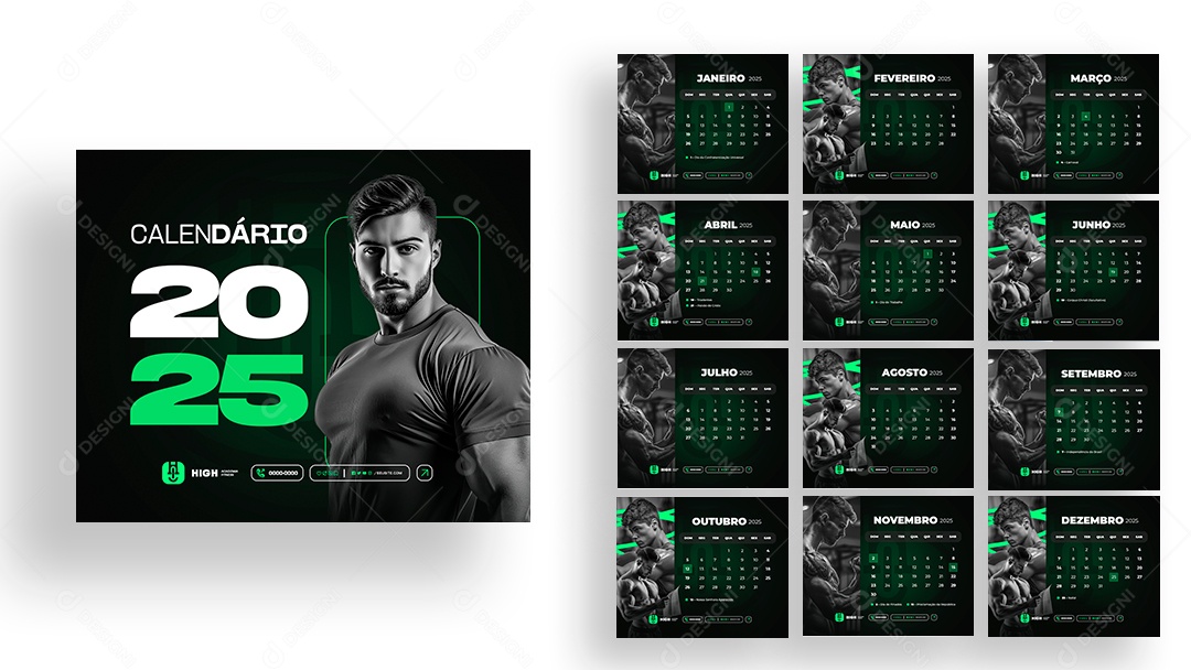 Table Calendar Fitness PSD Academy Editable