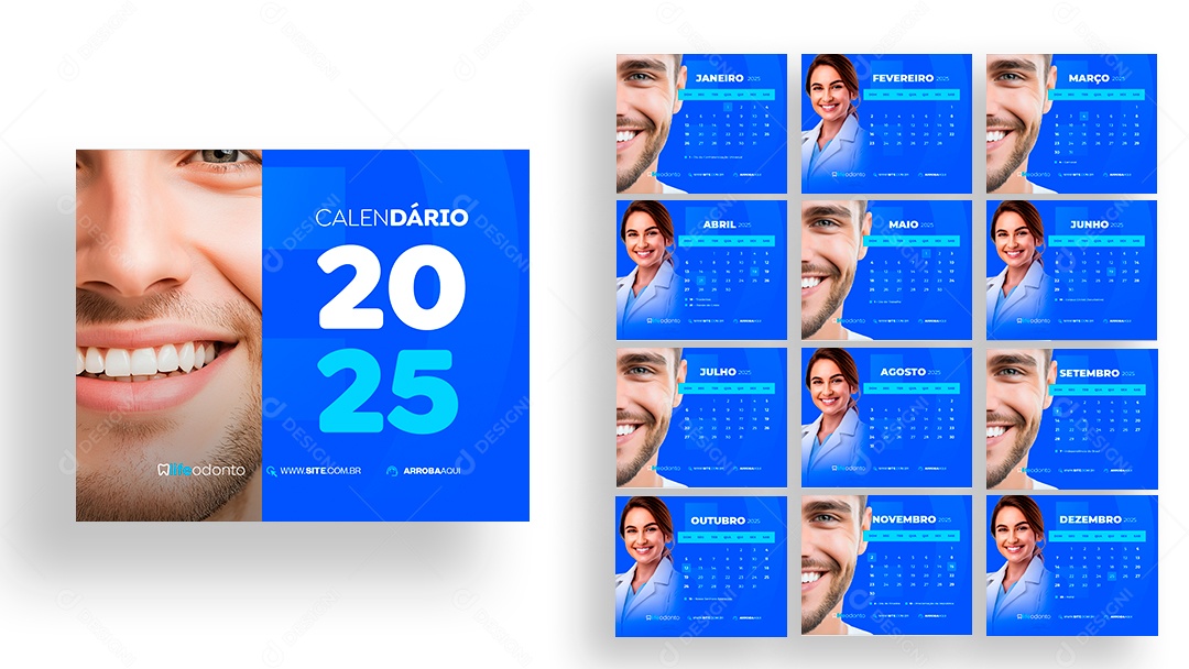 Calendário de Mesa Odonto Dentista PSD Editável