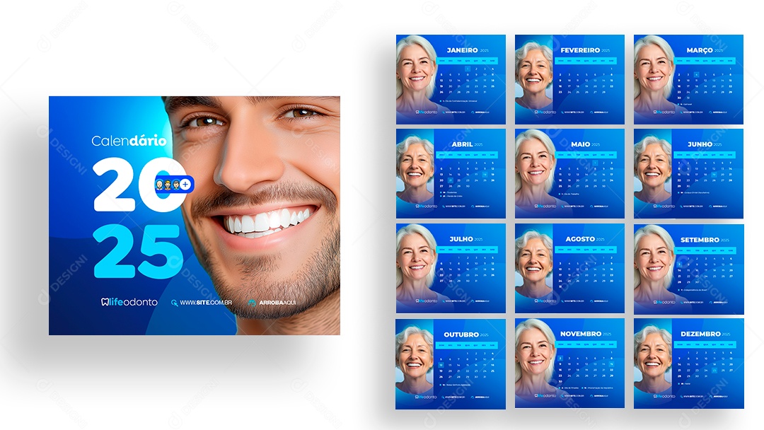 Calendário de Mesa Odonto Dentista PSD Editável