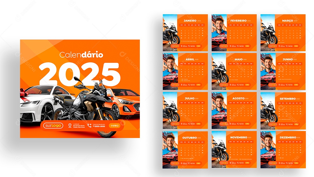 Table Calendar Concessionary Car and Motorcycle PSD Shop Editable