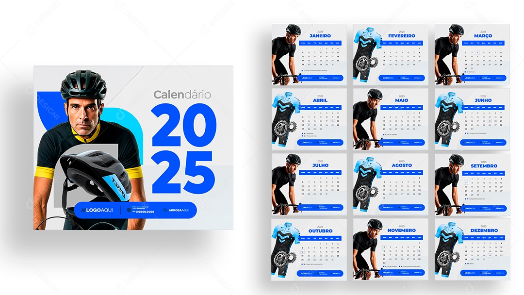 Calendário de Mesa Bicicletaria Bicicletas PSD Editável