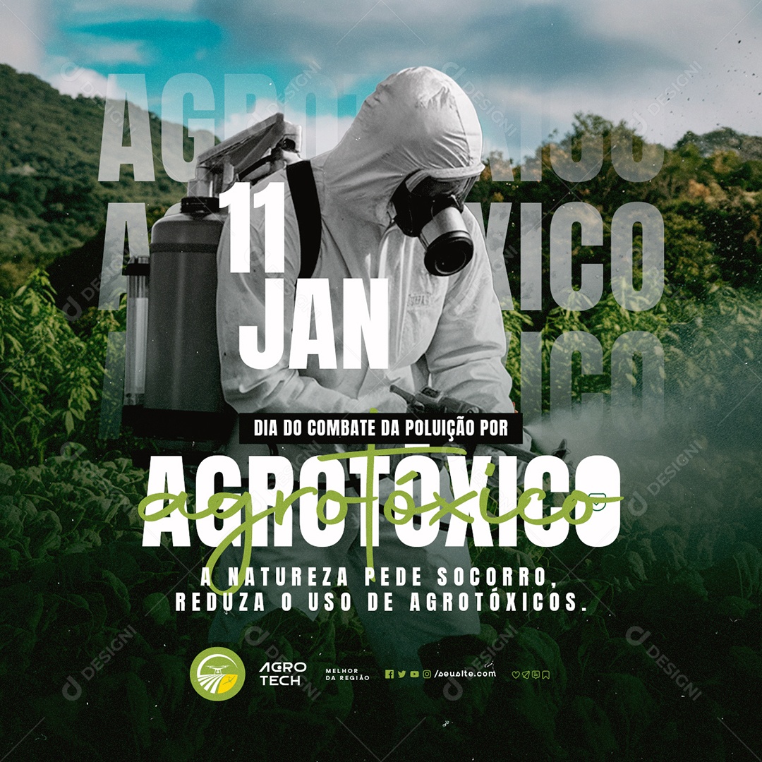 Social Media Day of Combating Pollution by Agrotoxics 11 January PSD Editable