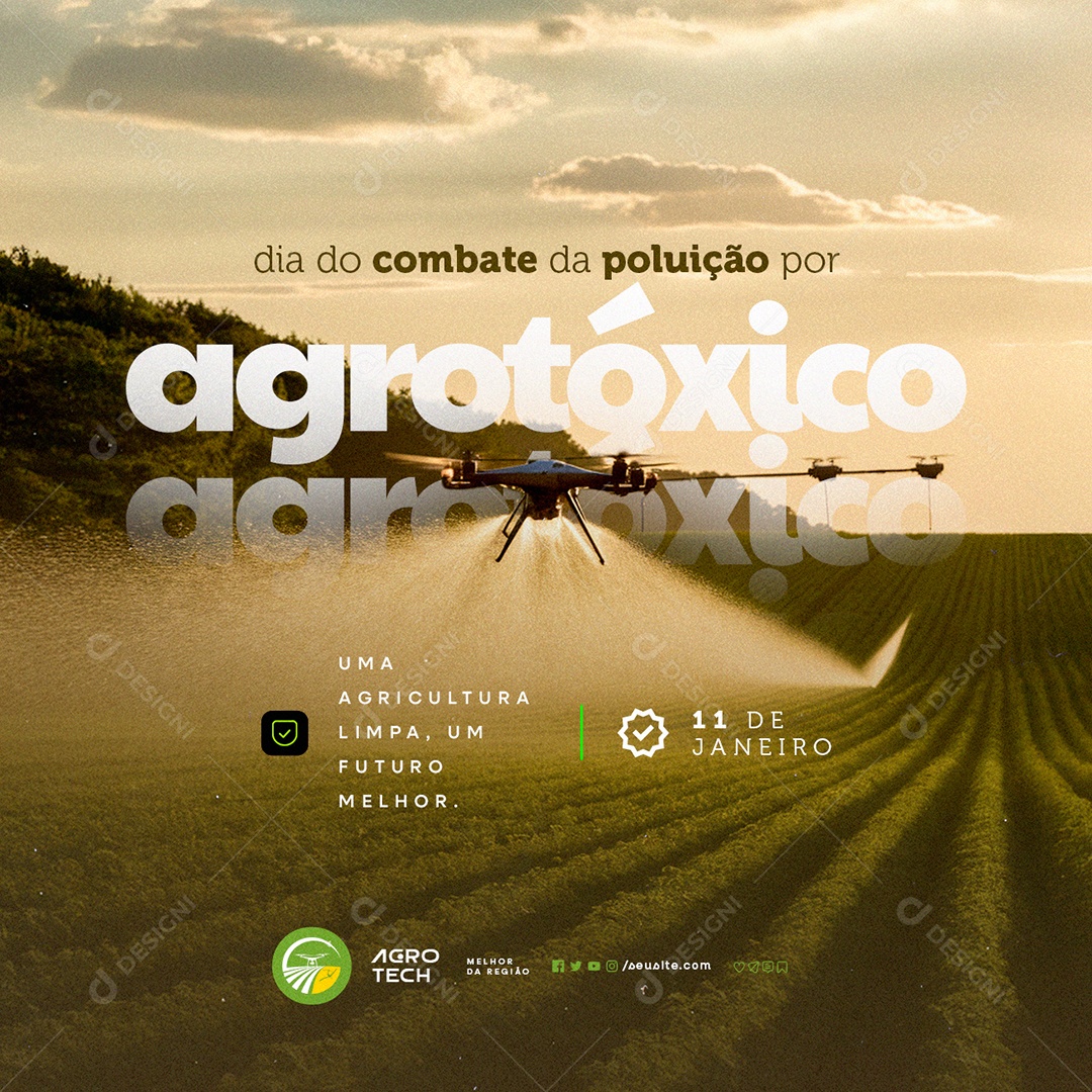 Day of Combating Pollution by Agribusiness 11 January A Agriculture Clean Social Media PSD Editable